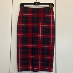 ZARA Plaid pencil skirt with back slit